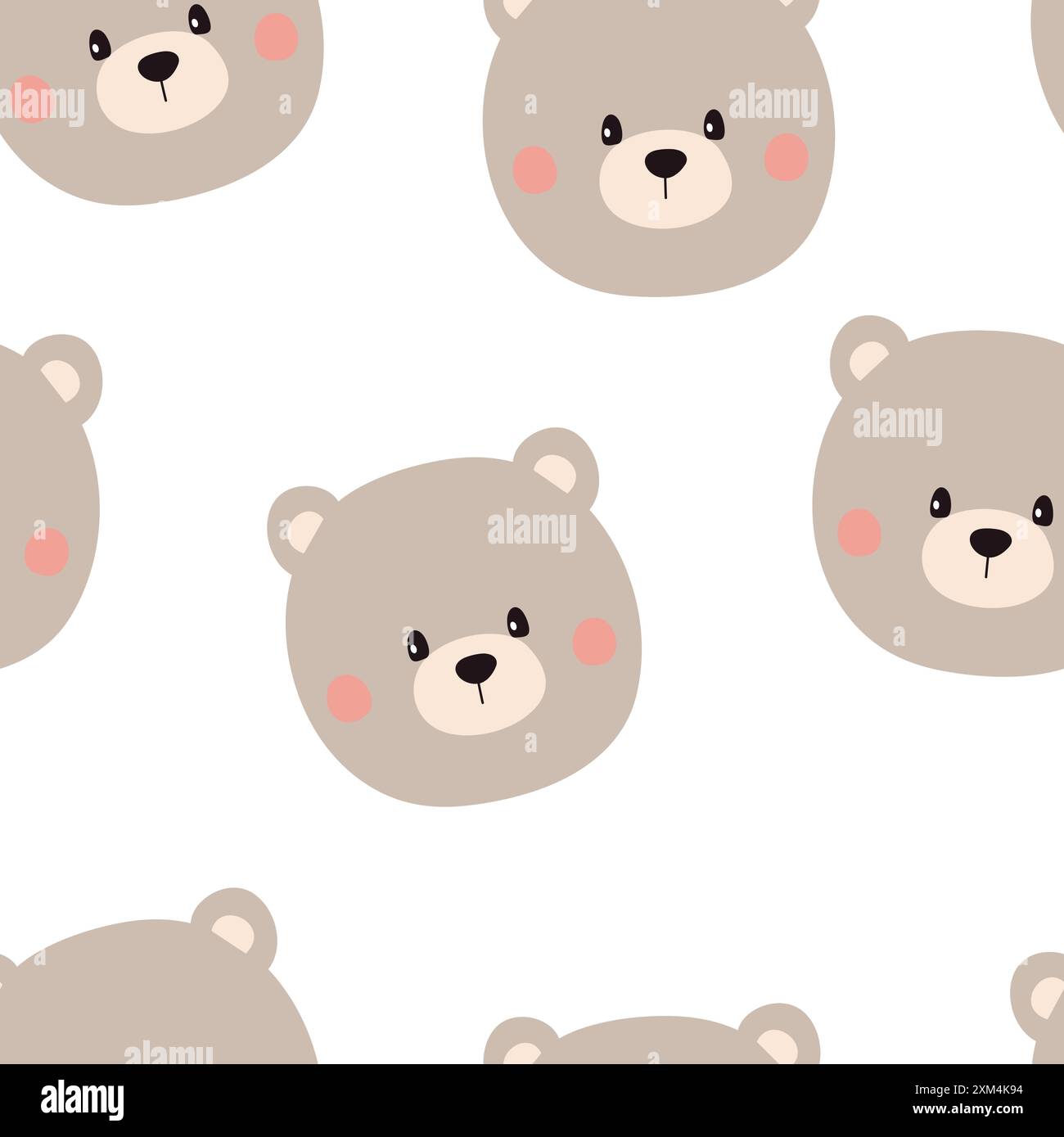 Cute bear seamless pattern. Baby background with bear. Vector illustration. Stock Vector