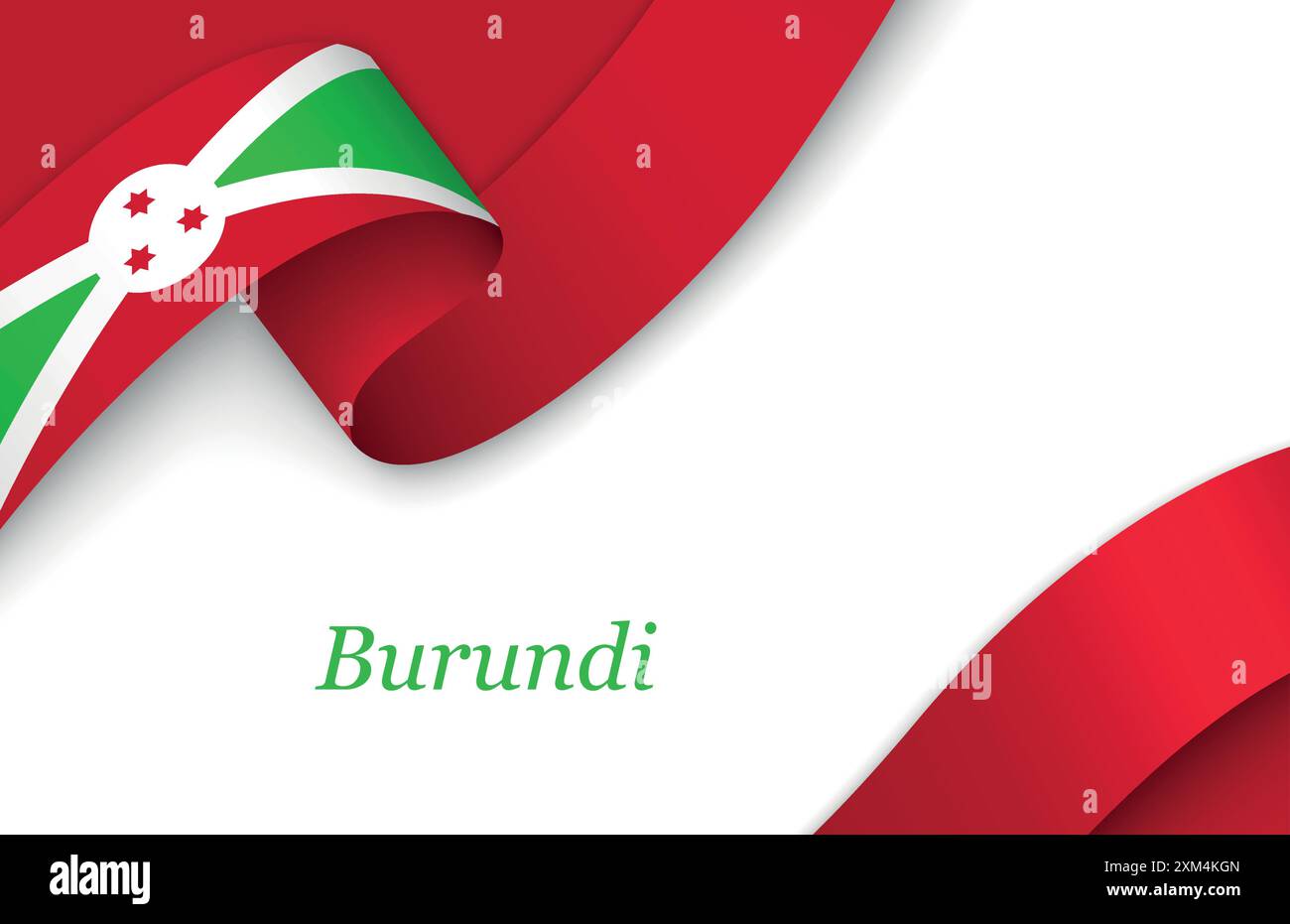 Curved ribbon with fllag of Burundi on white background with copyspace ...