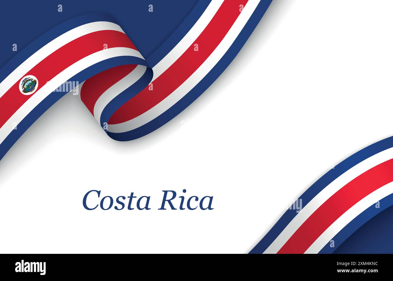Curved ribbon with fllag of Costa Rica on white background with ...