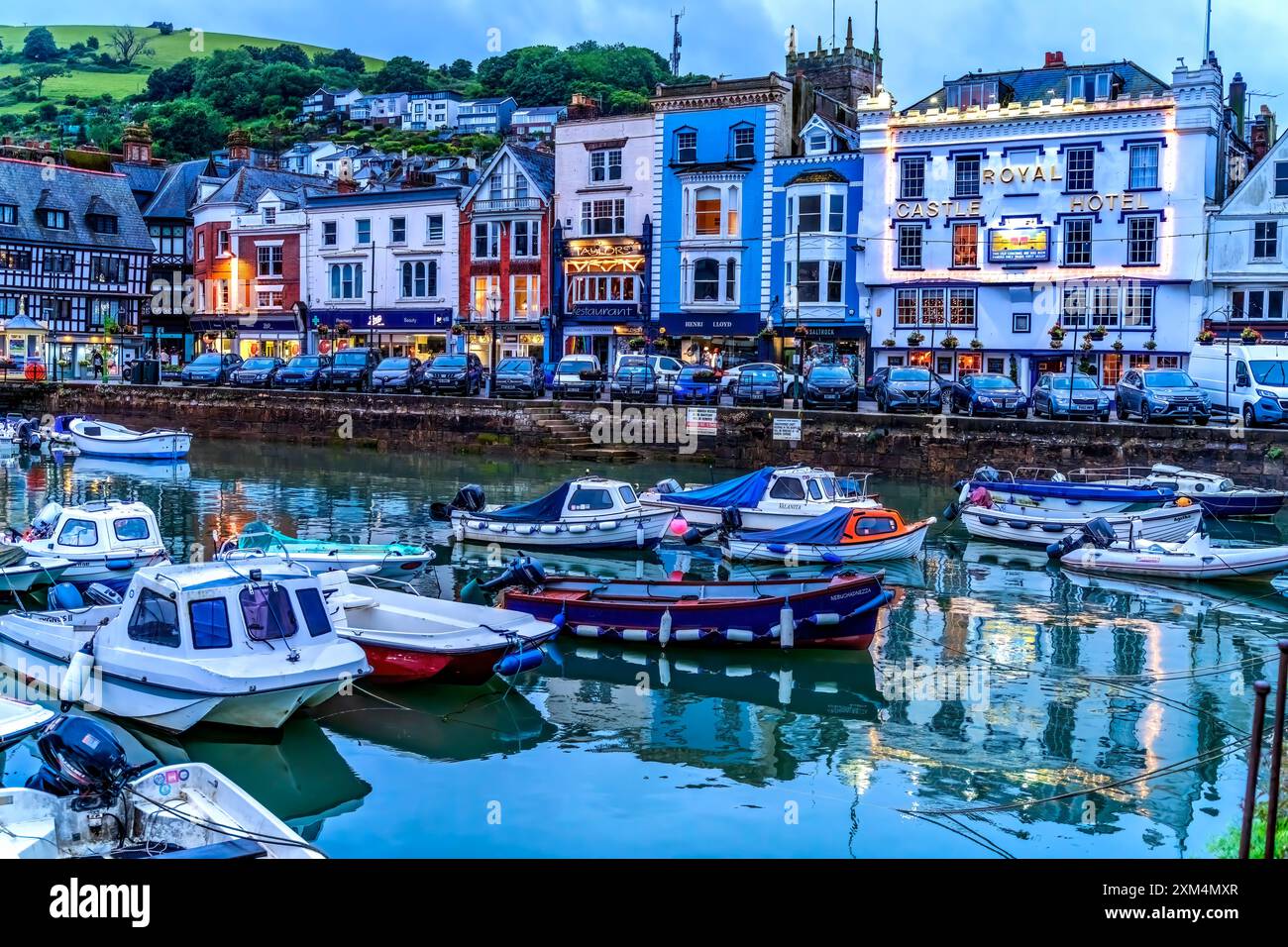 Colorful Hotels Restaurants Shops Boats Harbor Marina Water Reflection ...