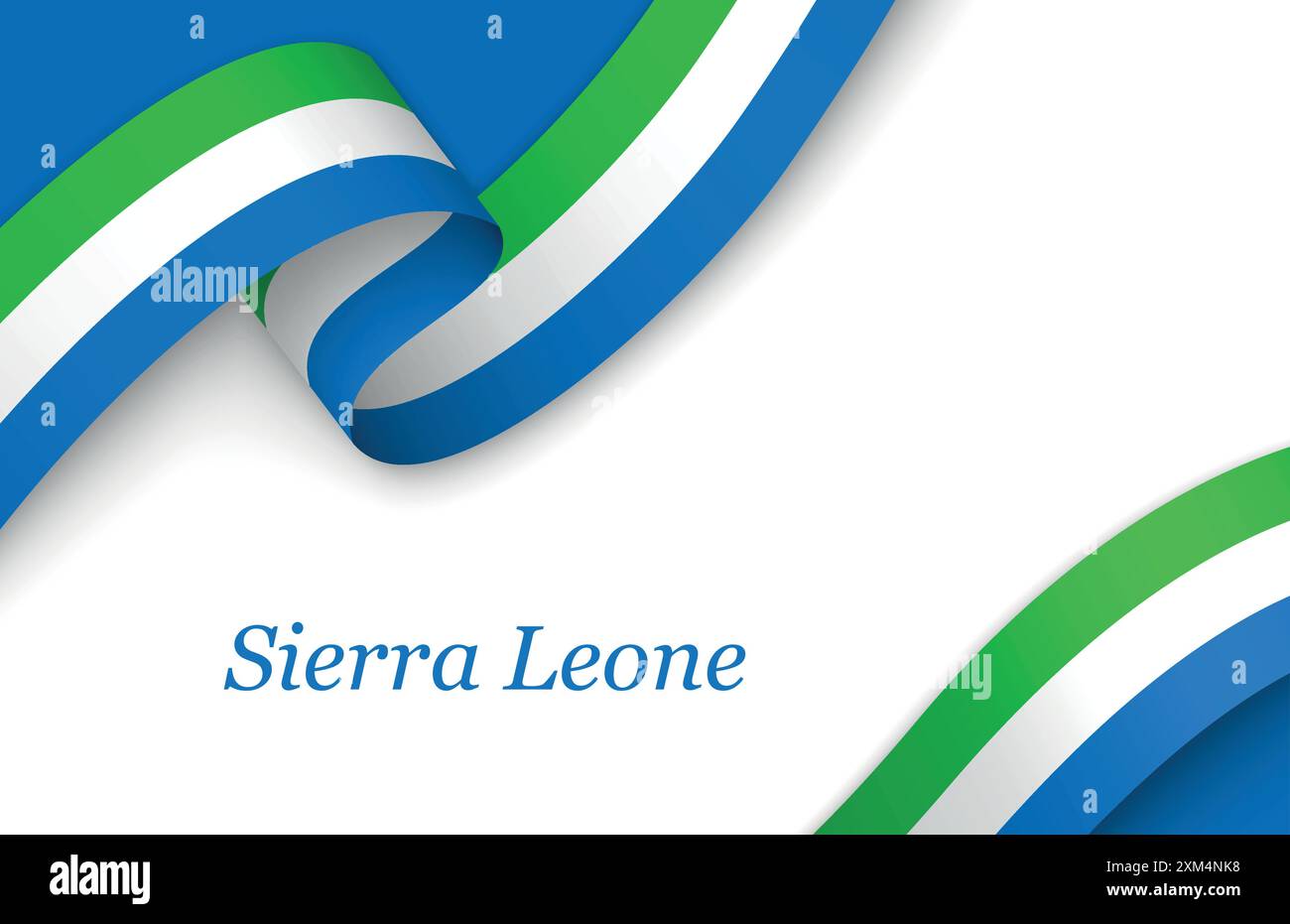 Curved ribbon with fllag of Sierra Leone on white background with ...