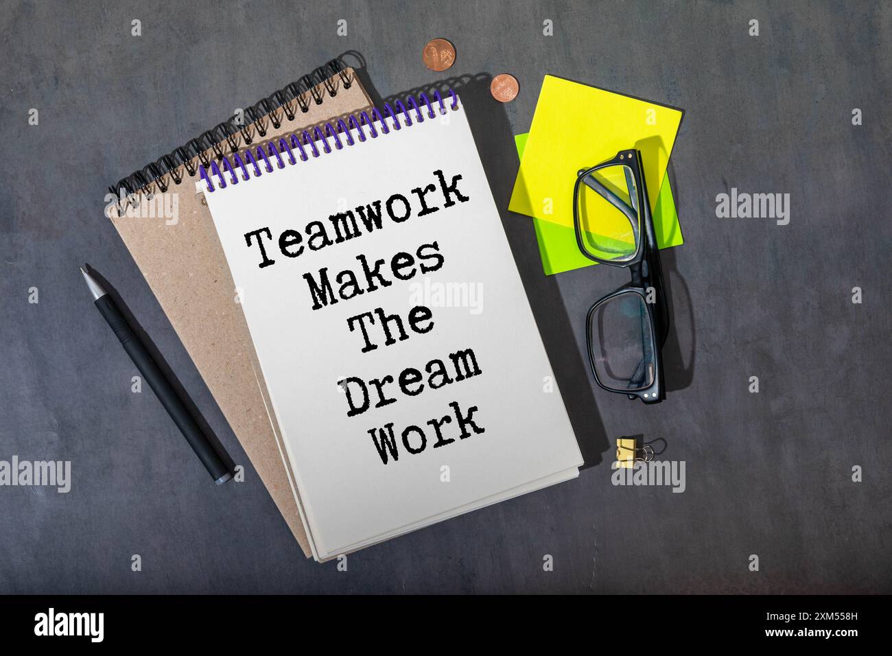 Wooden blocks with words 'Teamwork Makes the Dream Work'. Stock Photo