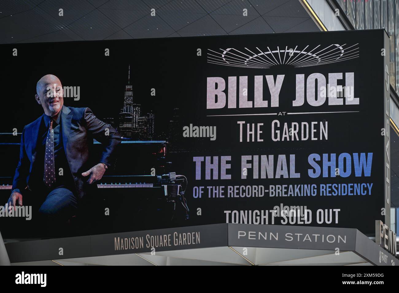 A general view of the marquis commemorating Billy Joel's 150th Lifetime