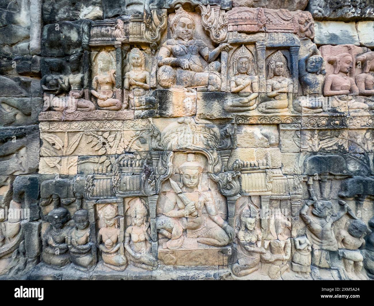 The Terrace of the Leper King, part of the walled city of Angkor Thom ...