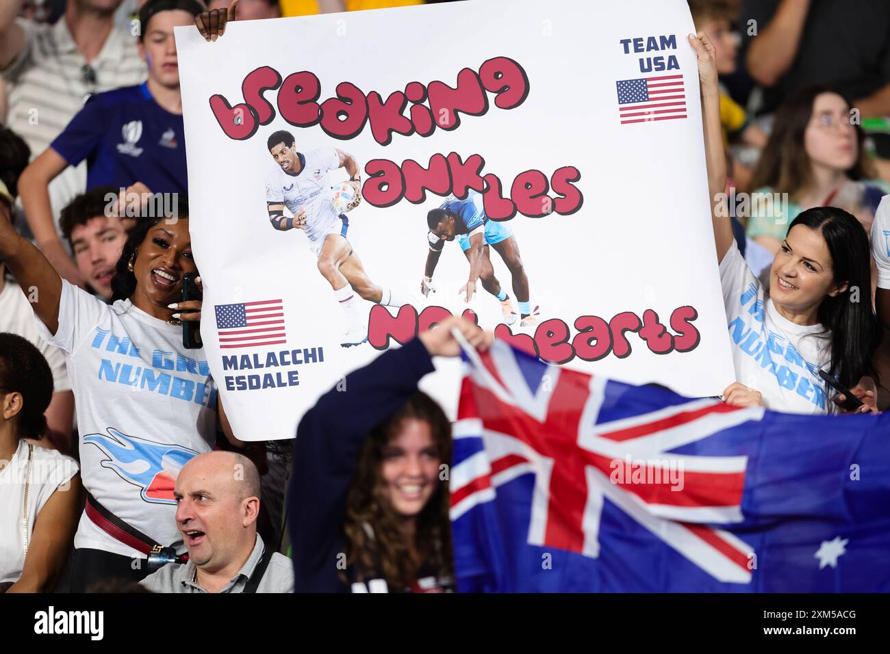 Paris, France, 25 July, 2024. USA fans during the Paris 2024 Olympic ...
