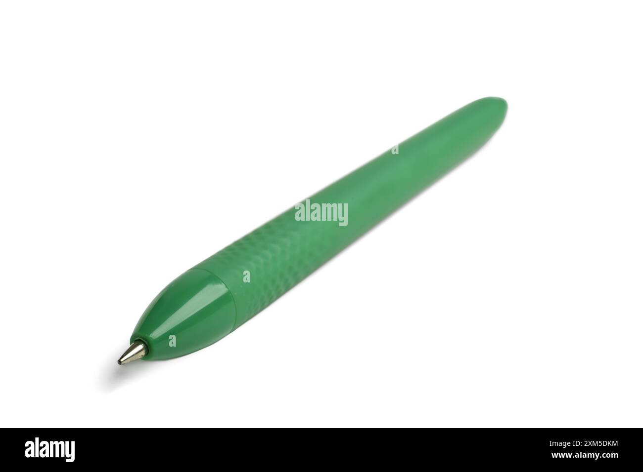 Green ballpoint pen on white background Stock Photo