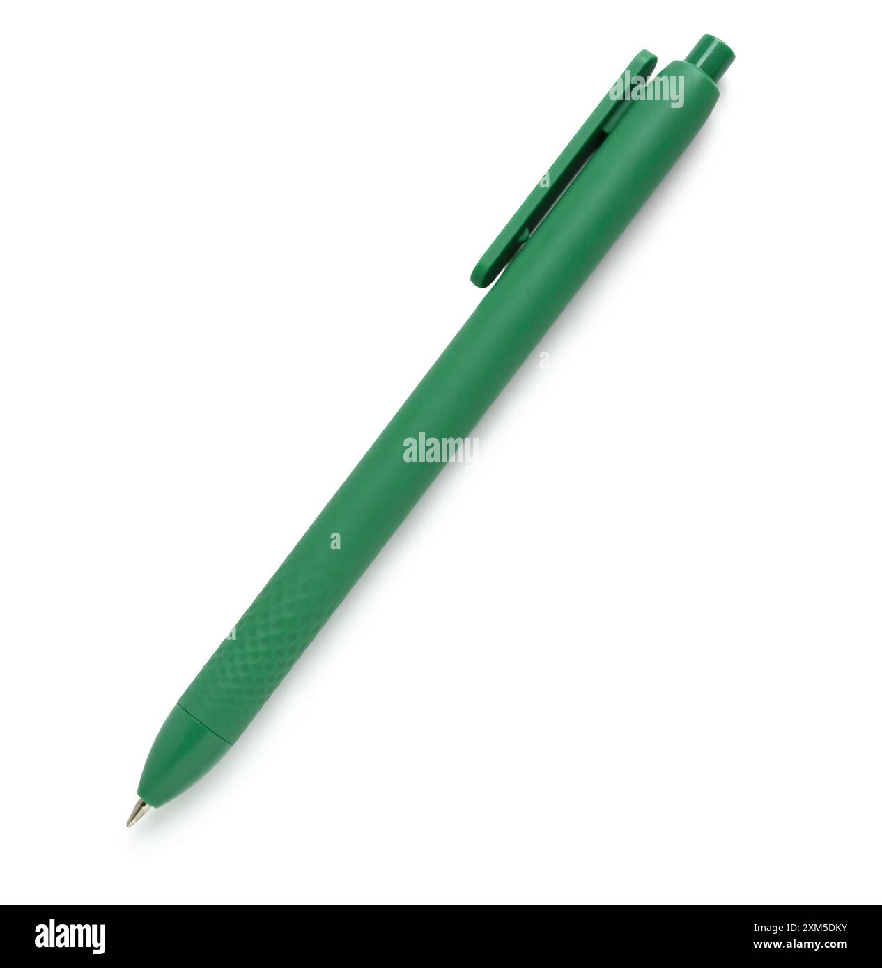 Green ballpoint pen on white background Stock Photo