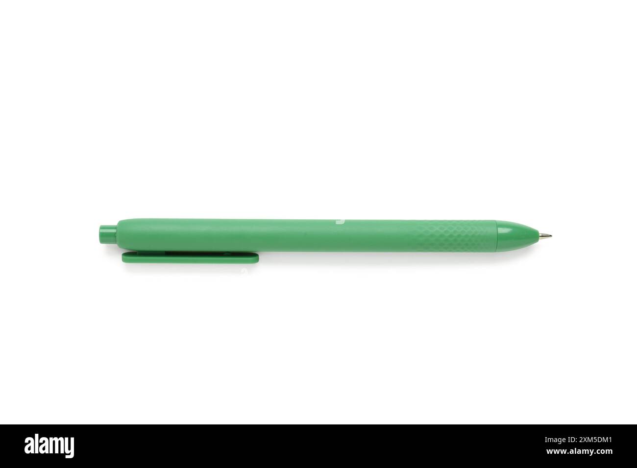 Green ballpoint pen on white background Stock Photo