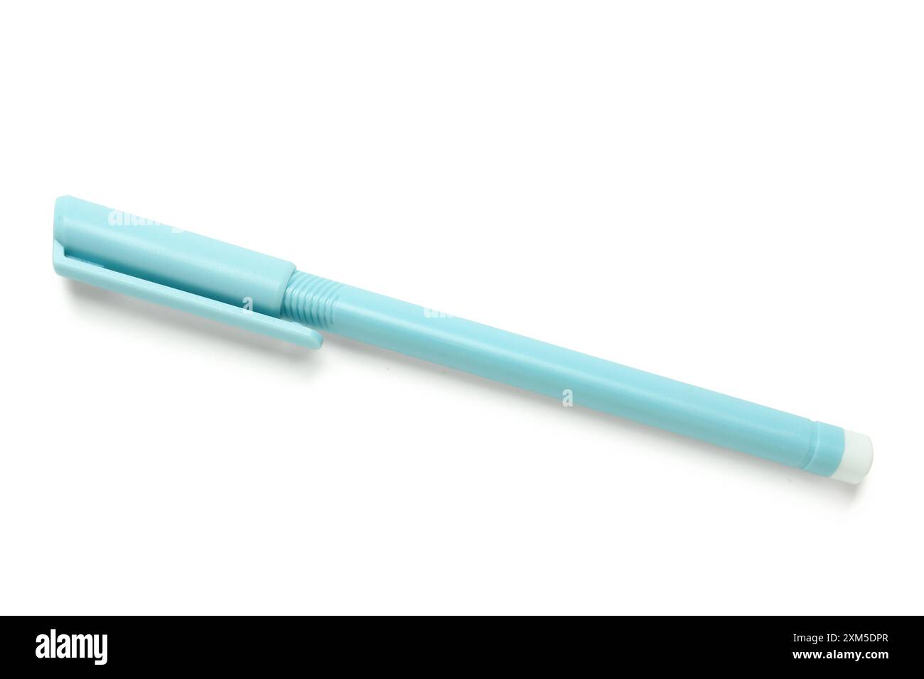 Blue ballpoint pen on white background Stock Photo