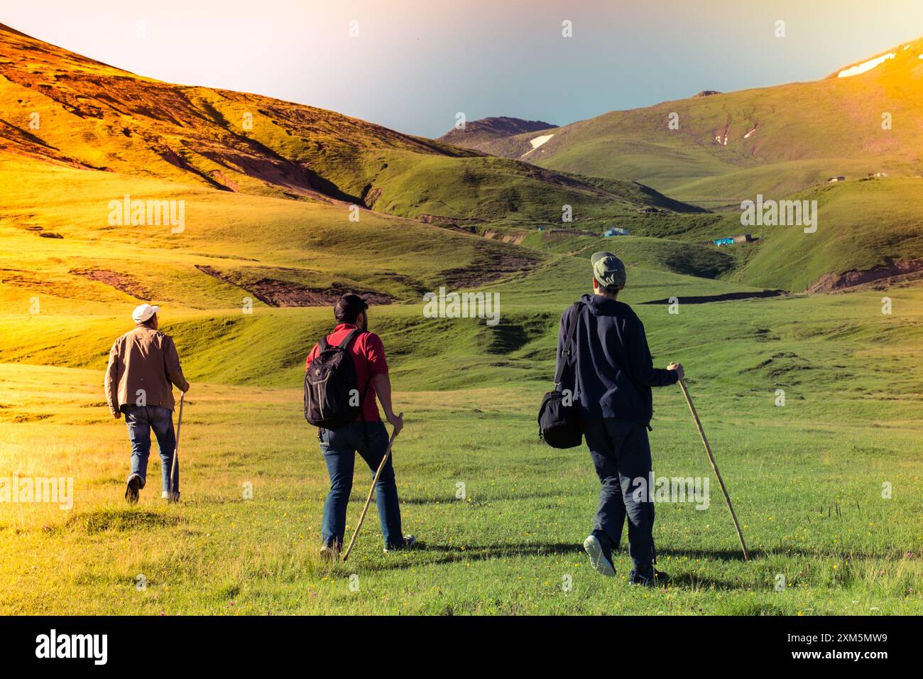 Boy traveler trekking poles hi-res stock photography and images - Alamy