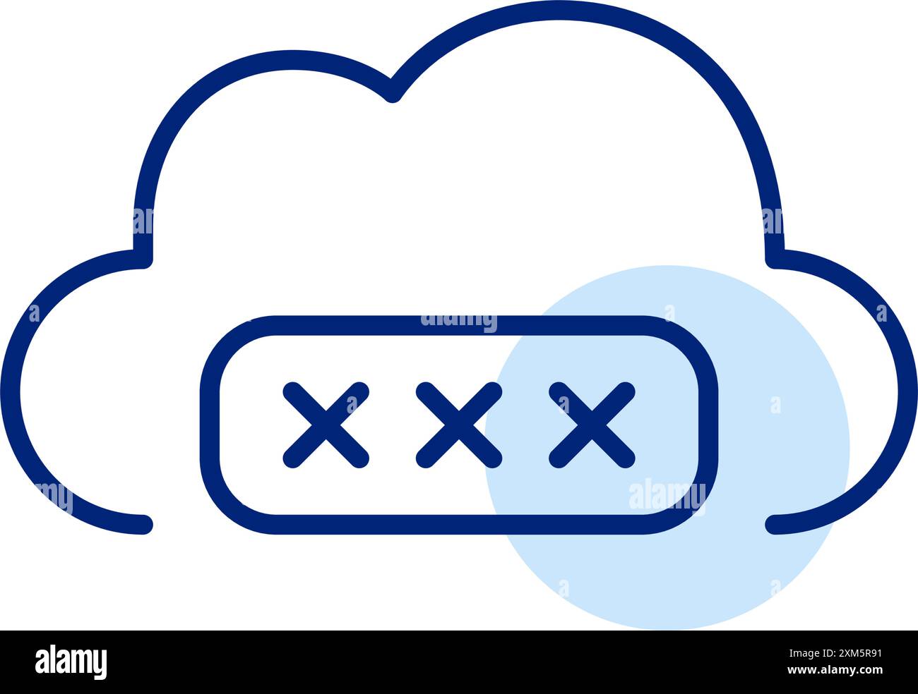Cloud and password covered by asterisks. Secure data storage, protected account. Pixel perfect, editable stroke icon Stock Vector