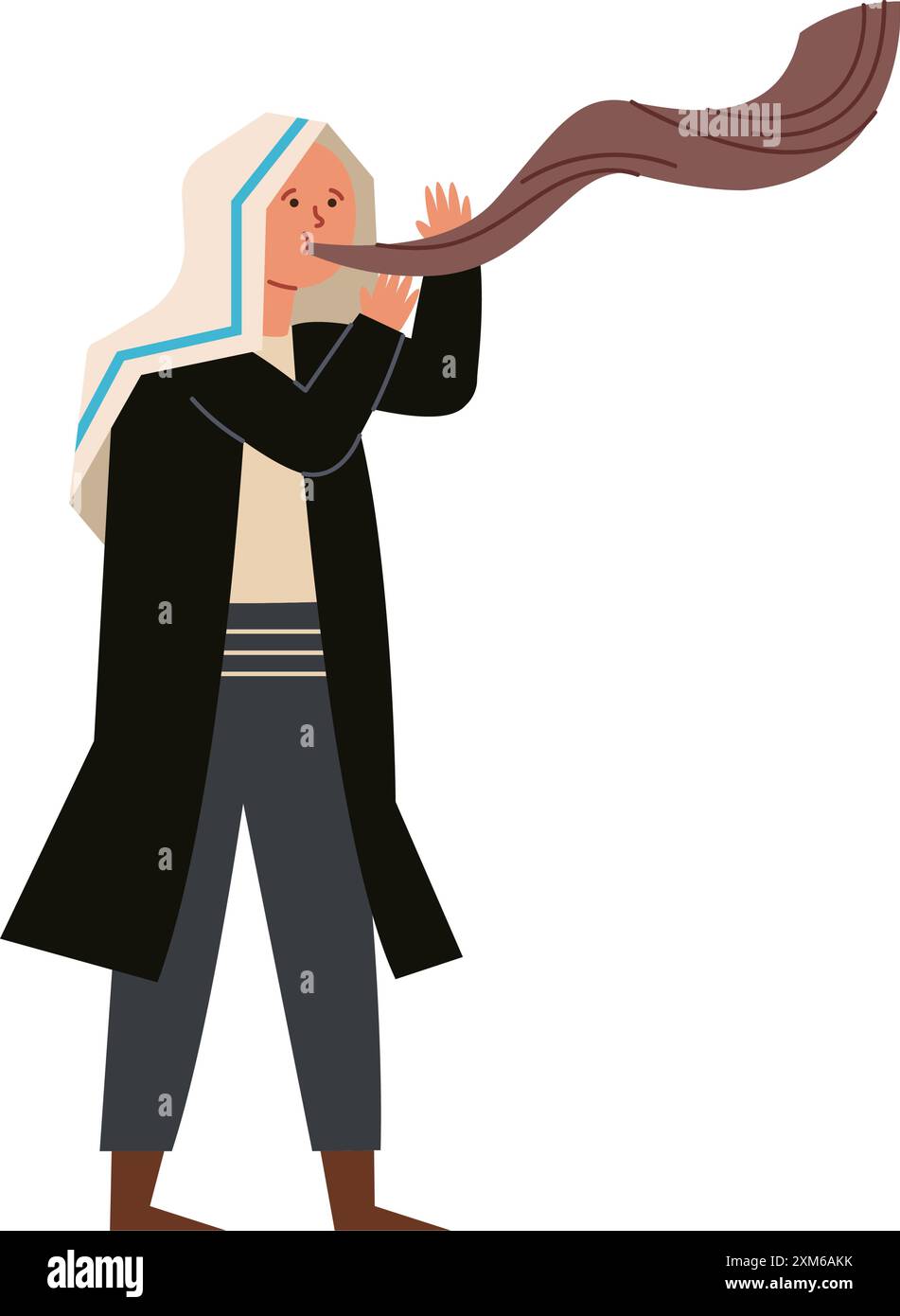 man blowing shofar horn for the jewish new year isolated Stock Vector Image & Art Alamy