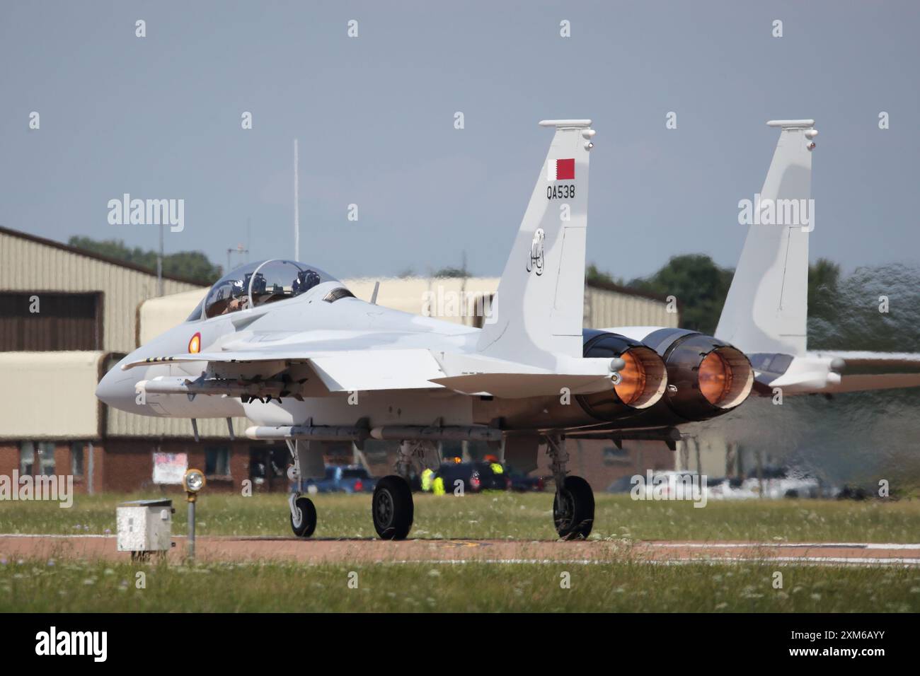 RAF Fairford, UK. 18 July 2024. A Boeing F15QA from Qatar at take off