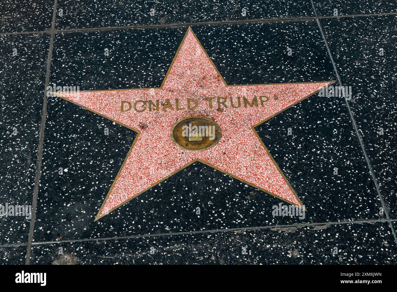 Los Angeles, USA - March 30, 2019: Donald Trump’s star on the Hollywood Walk of Fame, a blend of entertainment and politics. Stock Photo