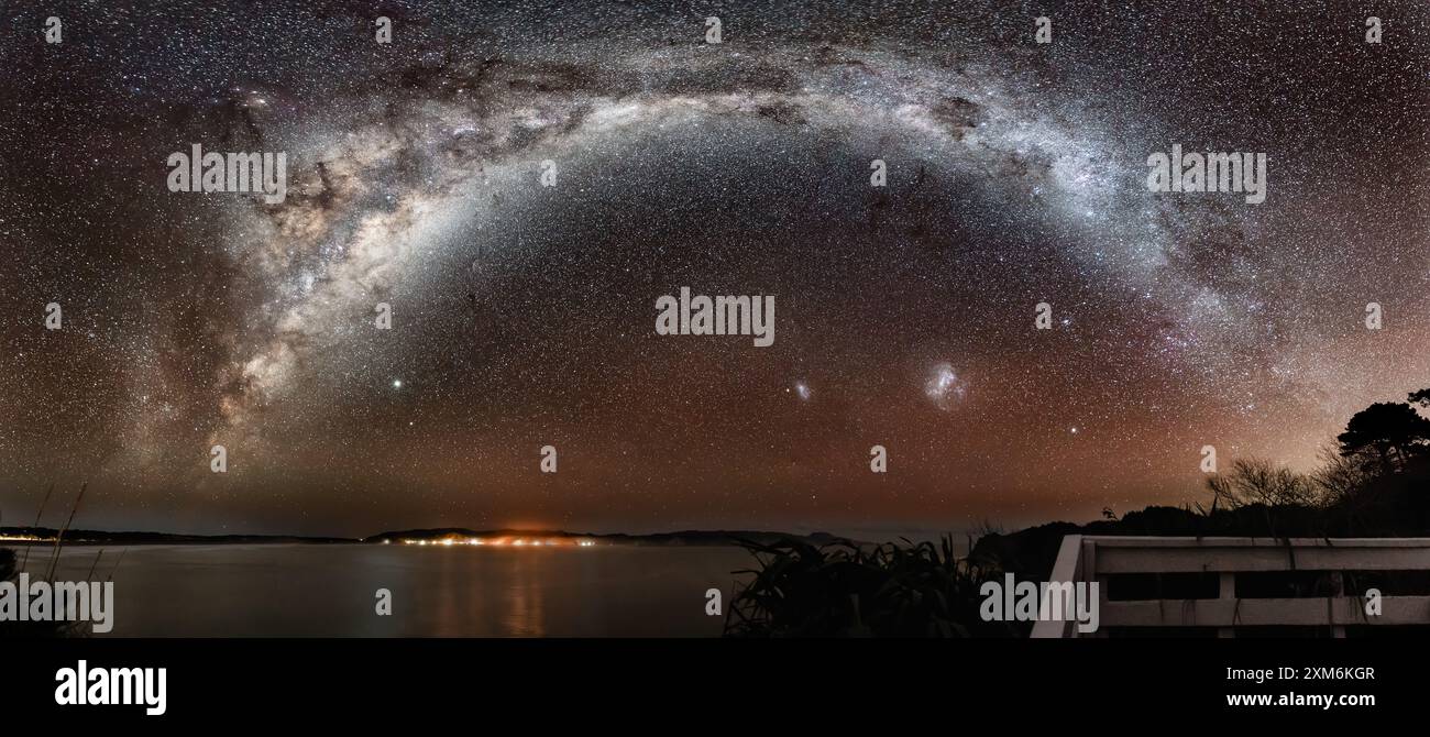 Milky Way Galaxy and Magellanic Clouds in New Zealand Stock Photo - Alamy
