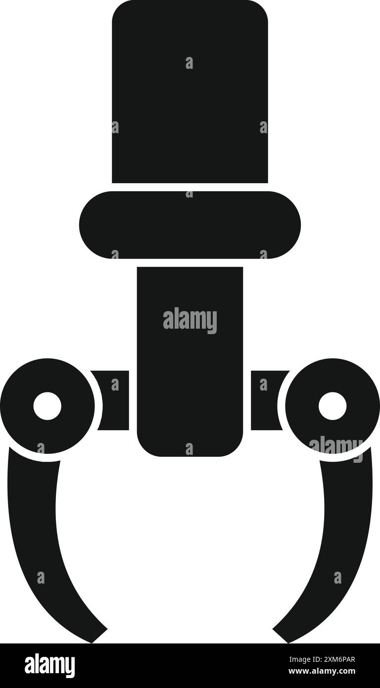 Industrial robot arm holding with two claws glyph icon for web, mobile and infographics Stock Vector