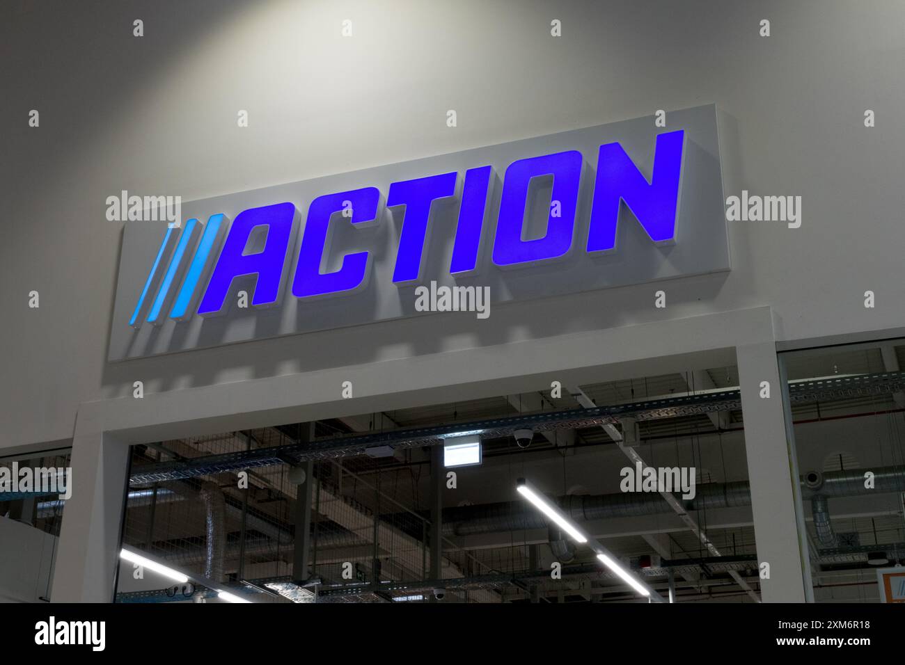 Action Logo Retail Chain of Shops Czech Republic Stock Photo