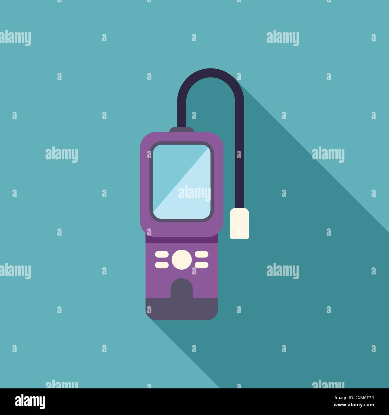 Gas detector device measuring methane level with long shadow on a blue background Stock Vector