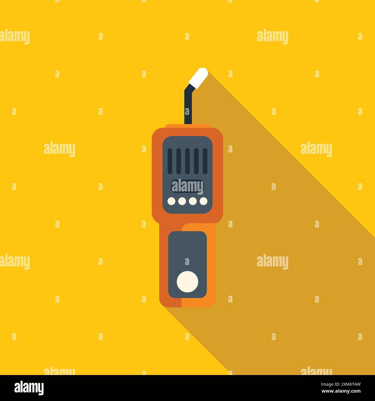 Portable gas detector showing methane level with a long shadow on a yellow background Stock Vector