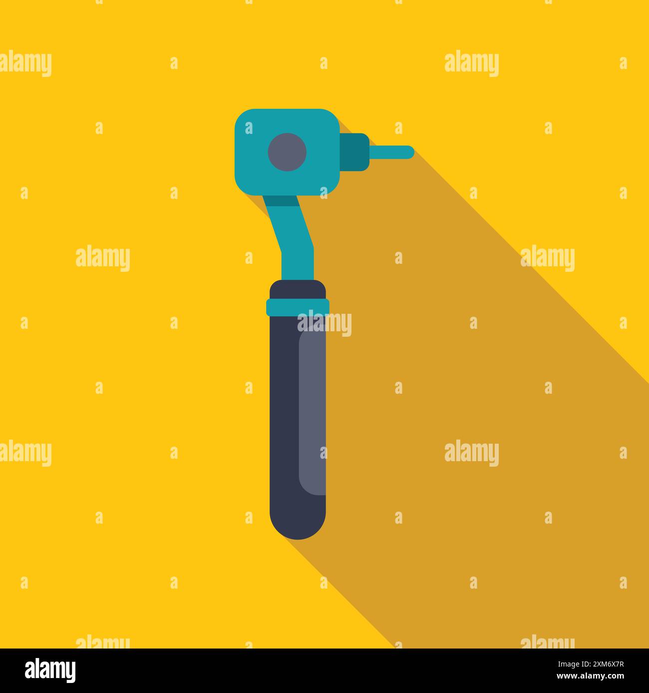 Dentist drill illustration using flat design style on yellow background Stock Vector