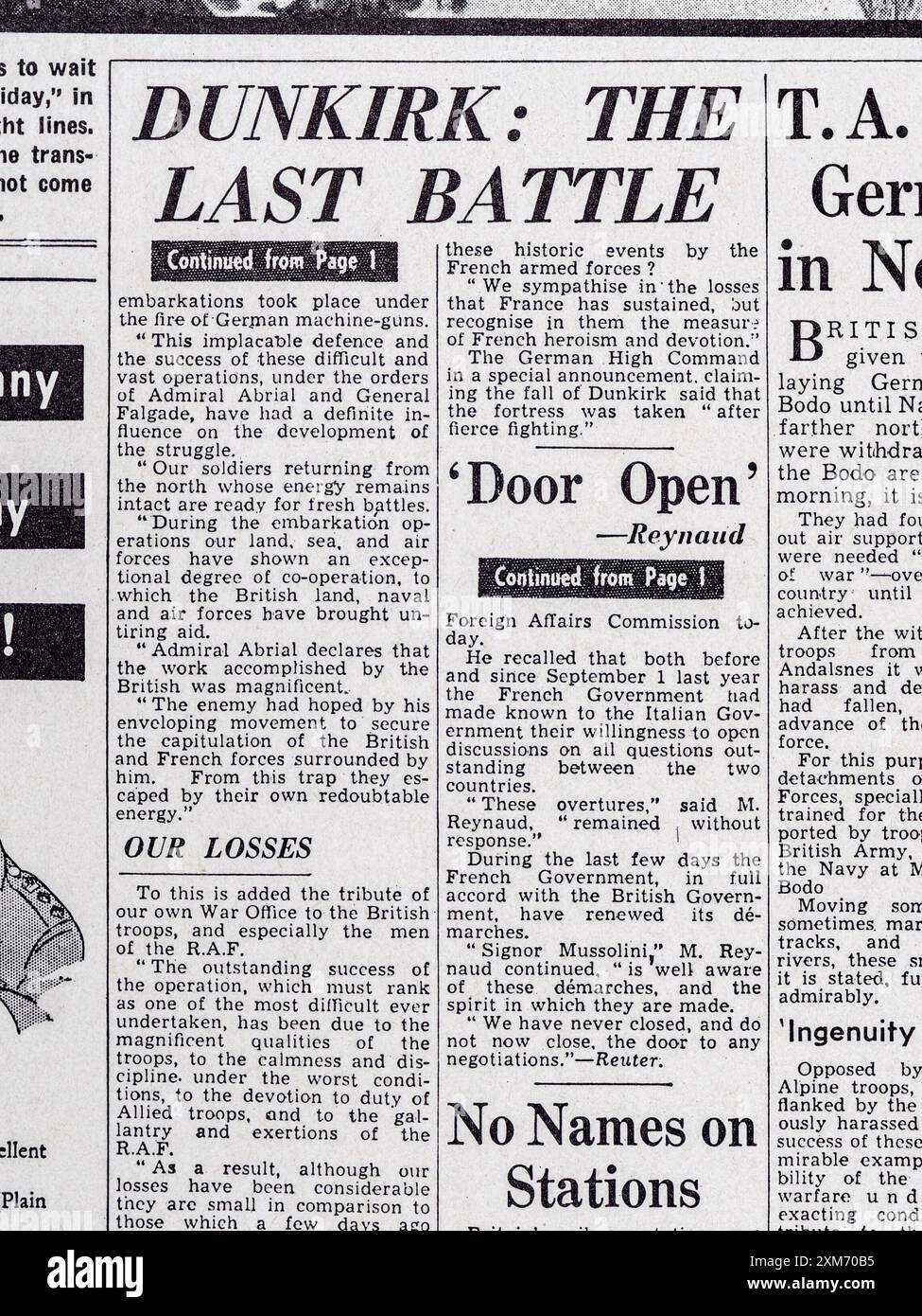 "Dunkirk the Last Battle" headline inside the Daily Mail (replica