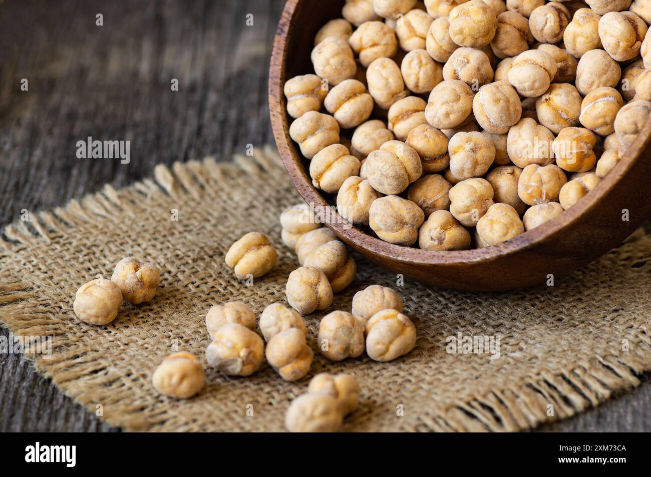 Roasted salty yellow chickpeas, traditional turkish nut, leblebi Stock Photo