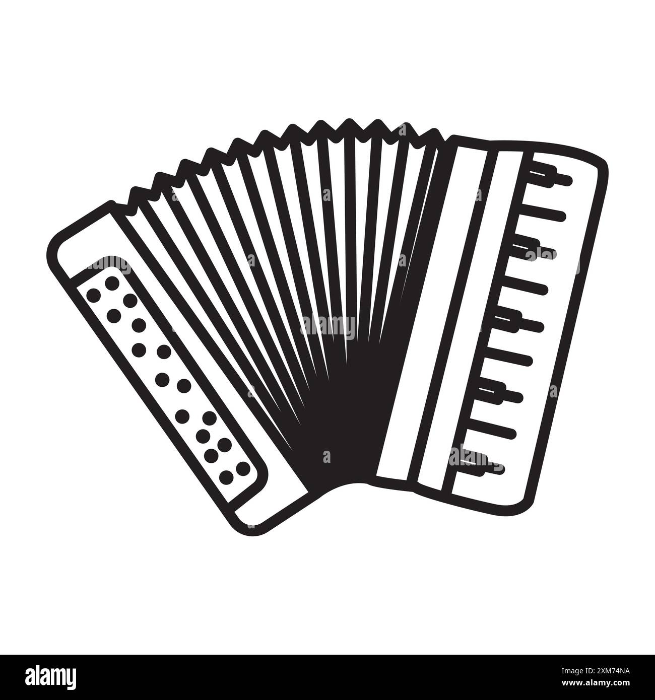 Accordion icon Black line art vector in black and white outline set ...