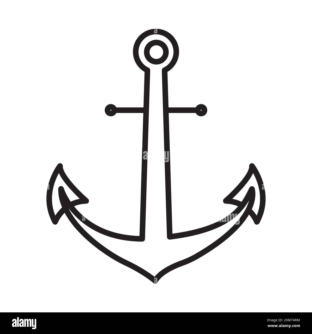 Anchor icon Black line art vector in black and white outline set ...