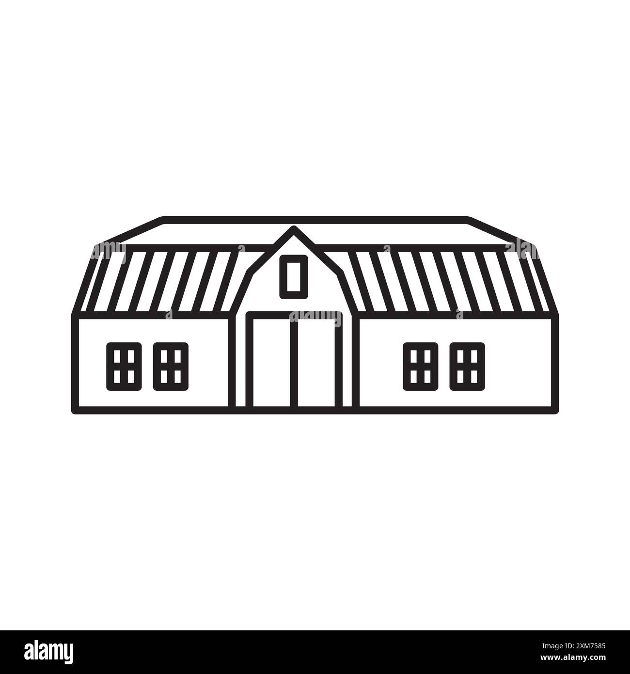 barn farm icon Black line art vector in black and white outline set
