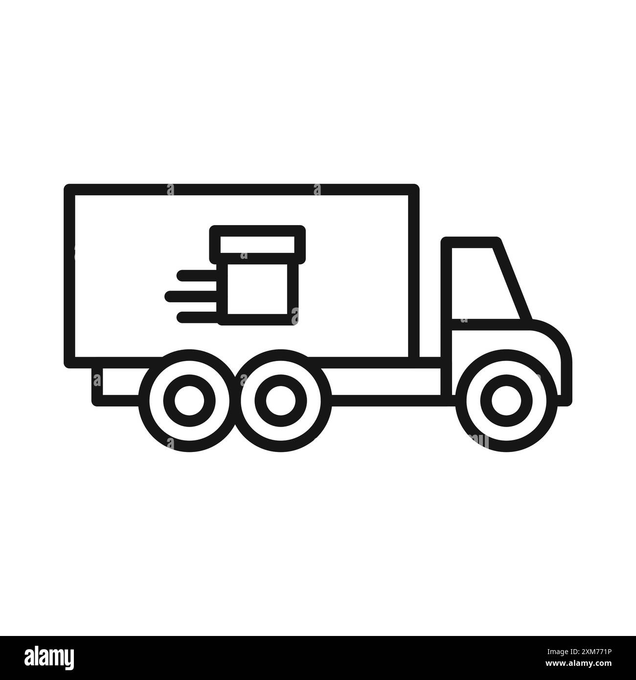delivery truck icon Black line art vector in black and white outline ...