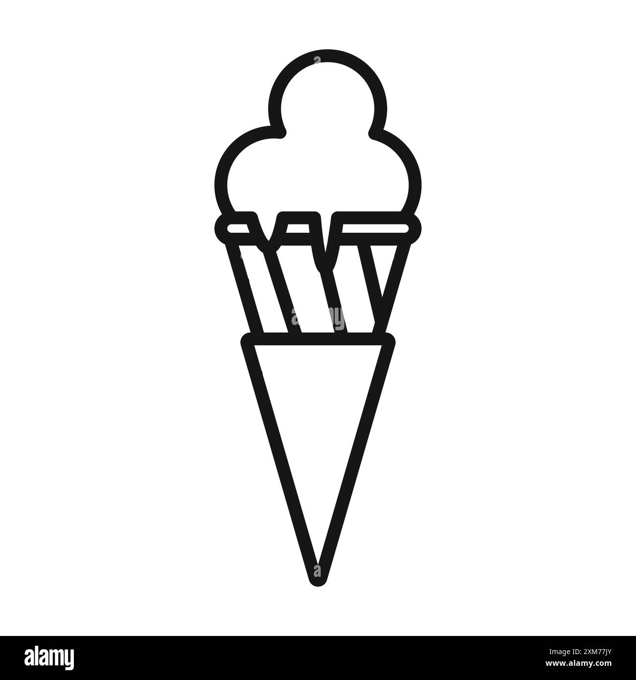 Gelato ice cream icon Black line art vector in black and white outline ...