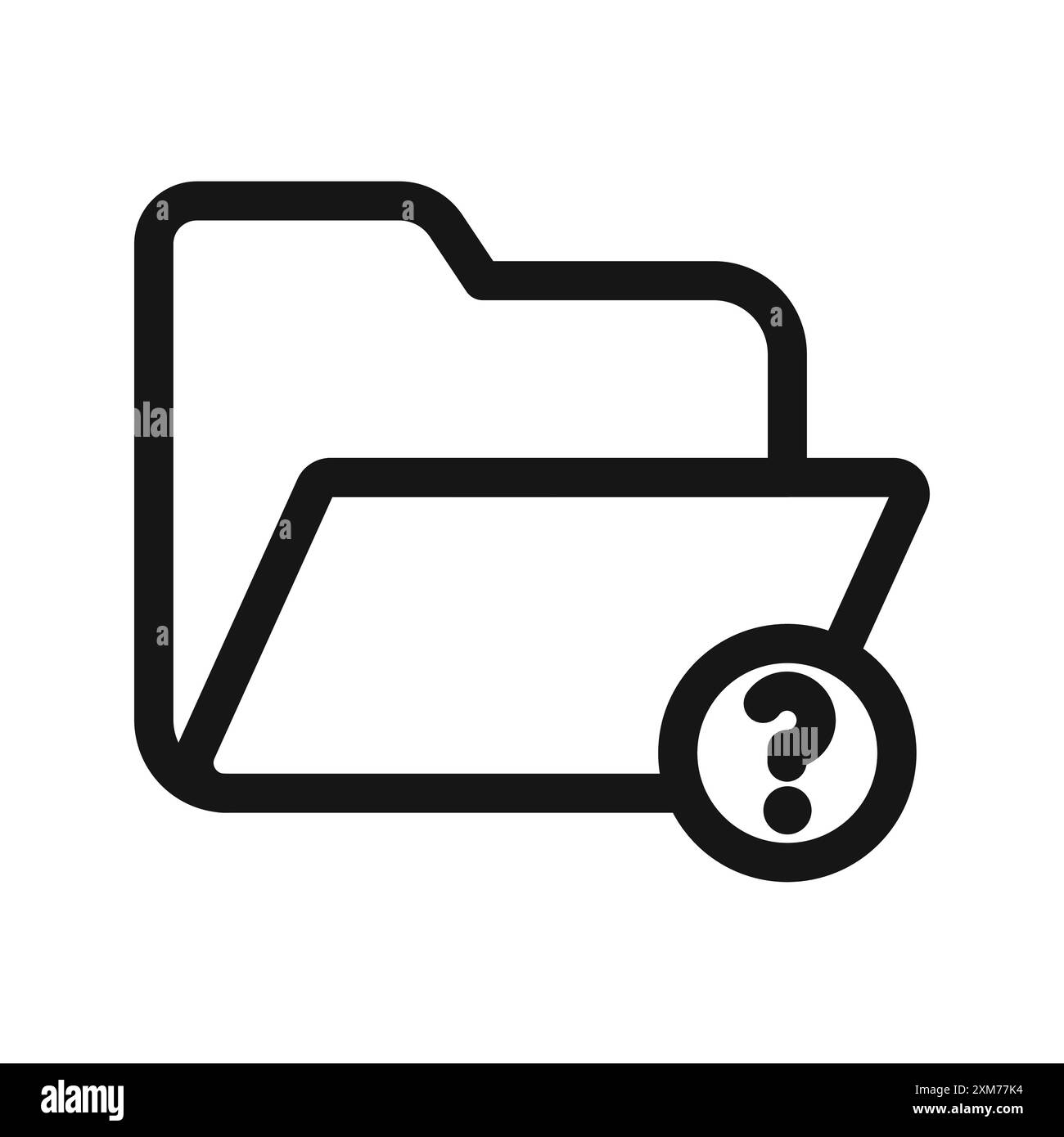 Folder with questionmark icon Black line art vector in black and white ...