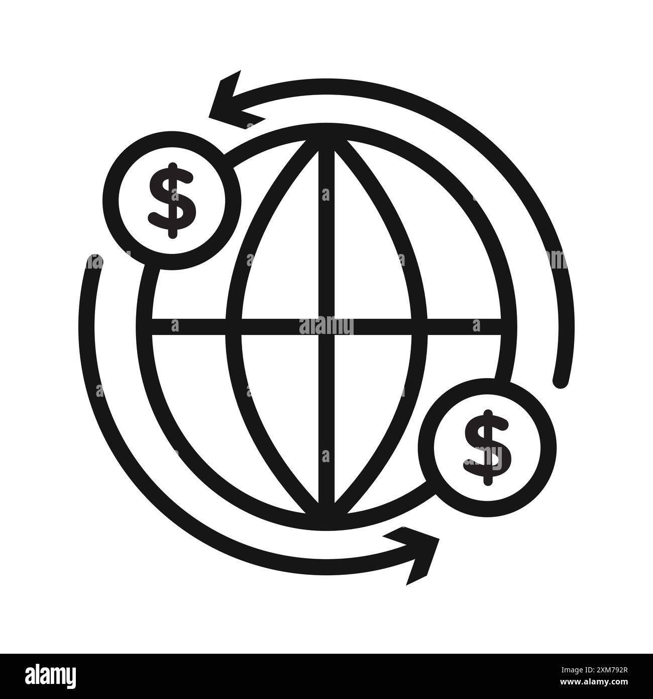 International money transfer icon Black line art vector in black and ...