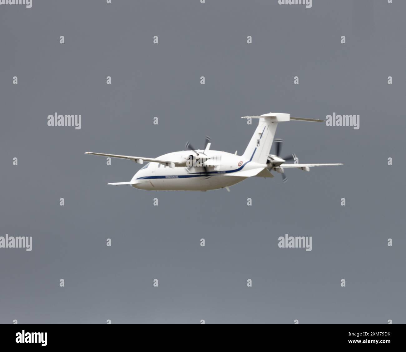 An Italian Piaggio P.180 Avanti  executive/VIP light transport aircraft leaving RAF Fairford during the 2024 Royal International Air Tattoo Stock Photo