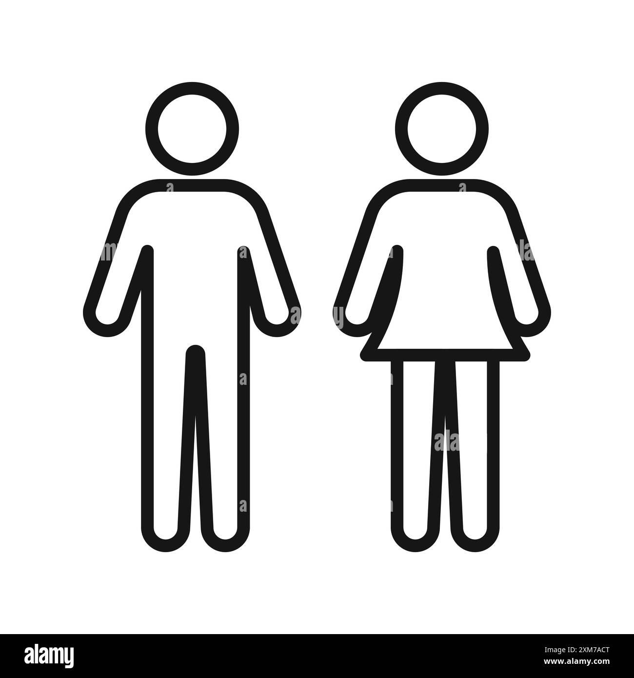 Man and Woman icon Black line art vector in black and white outline set ...