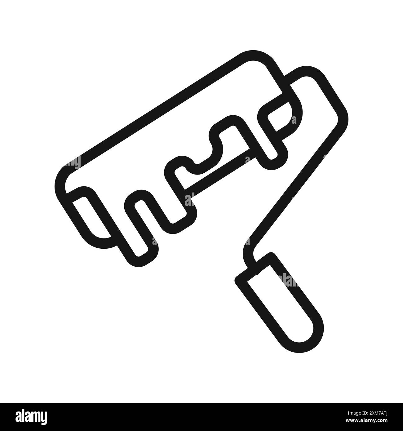 paint roller icon Black line art vector in black and white outline set ...