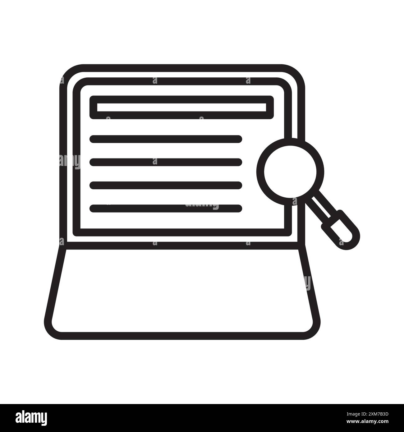 Researching information online icon Black line art vector in black and ...