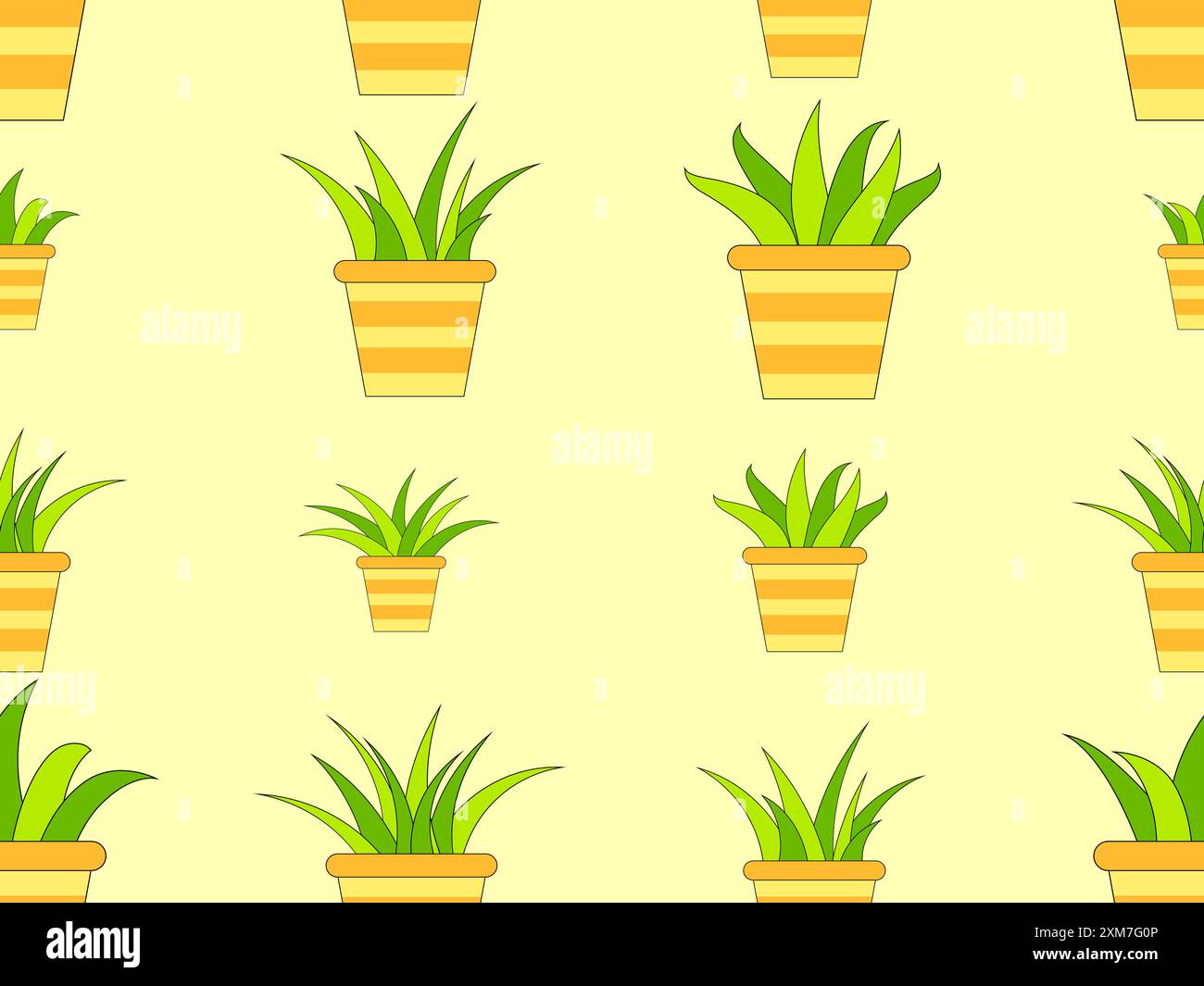 Seamless pattern with potted indoor plants in minimalist style. Indoor ...