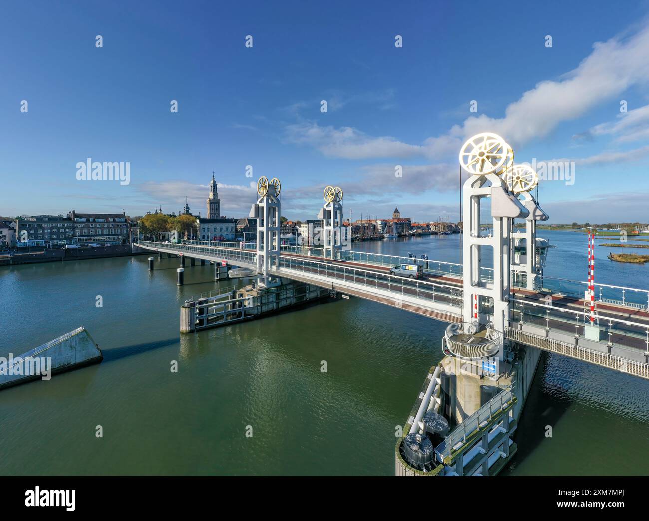 IJssel Kampen Binnenstad Toren Koe Drone. High quality photo Stock Photo