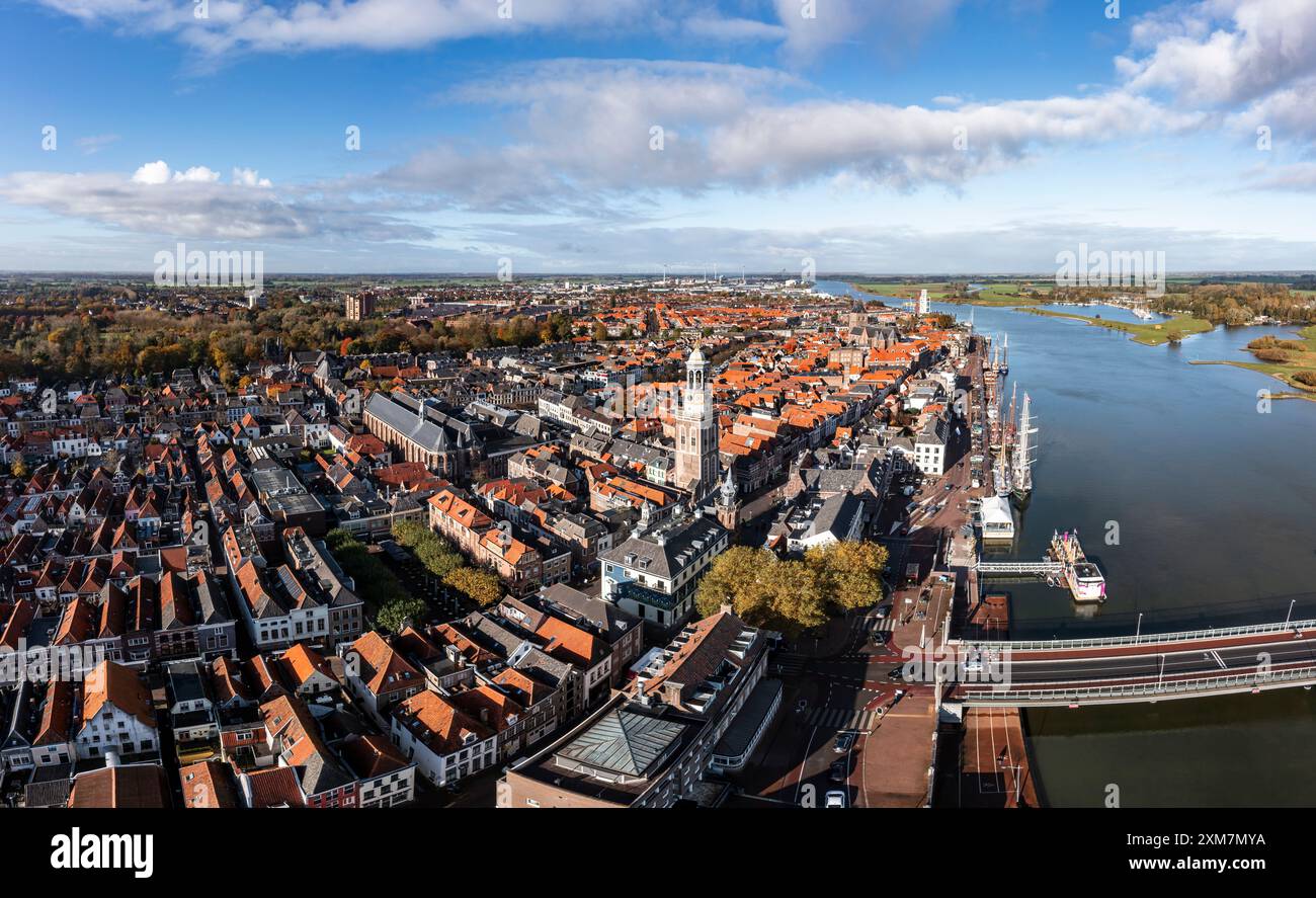 IJssel Kampen Binnenstad Toren Koe Drone. High quality photo Stock Photo