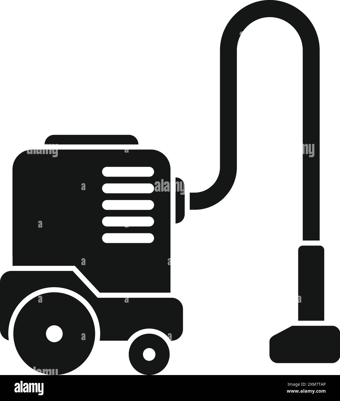 Black and white icon of a professional vacuum cleaner using a nozzle ...
