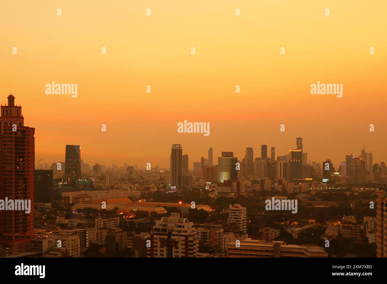 Stunning panoramic aerial view of Bangkok skyline at dusk Stock Photo ...