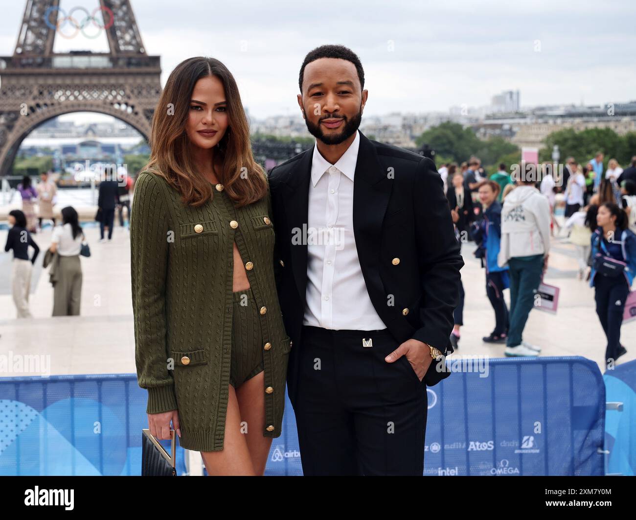 John Legend and his wife Chrissy Teigen arrives at the Trocadero ahead