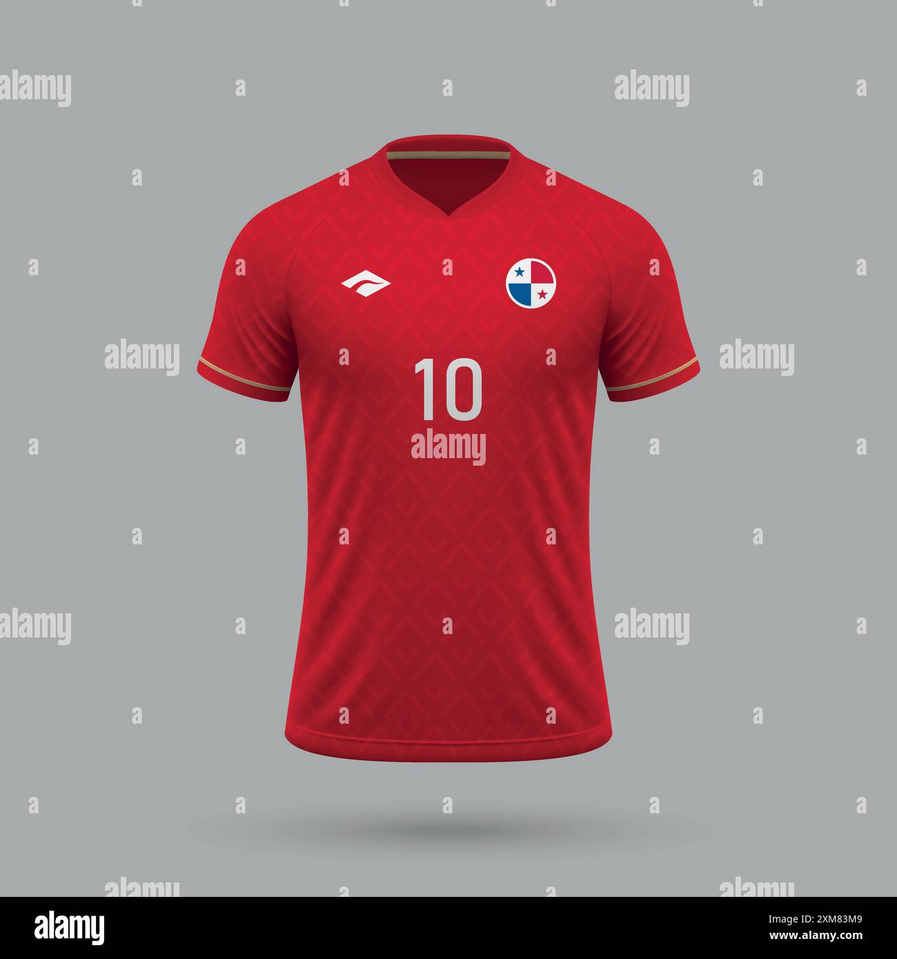 3d realistic soccer home jersey Panama national team, shirt template