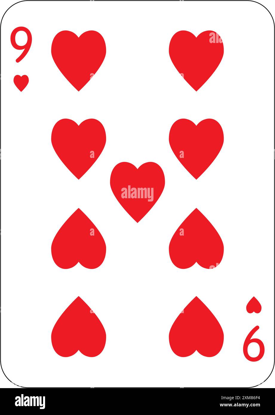 9 of hearts. One playing card, illustration Stock Photo - Alamy