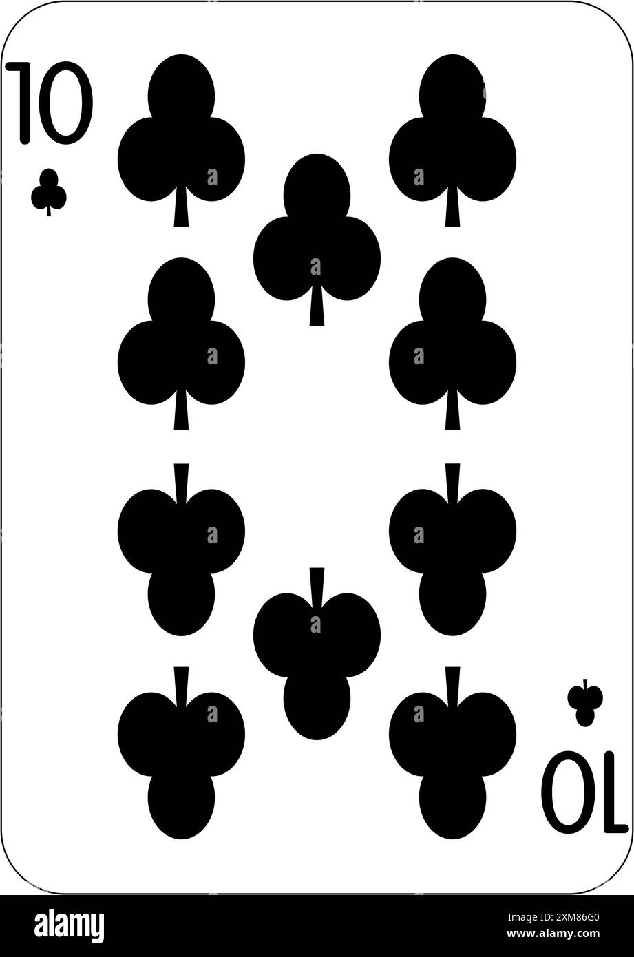 10 of clubs. One playing card, illustration Stock Photo