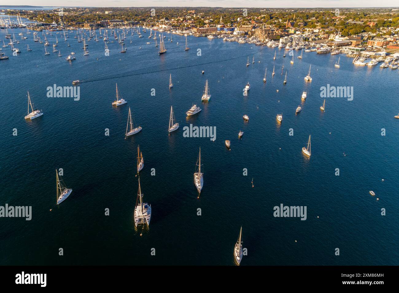 Aerial images of Newport harbor on a stunning fall evening. Newport ...