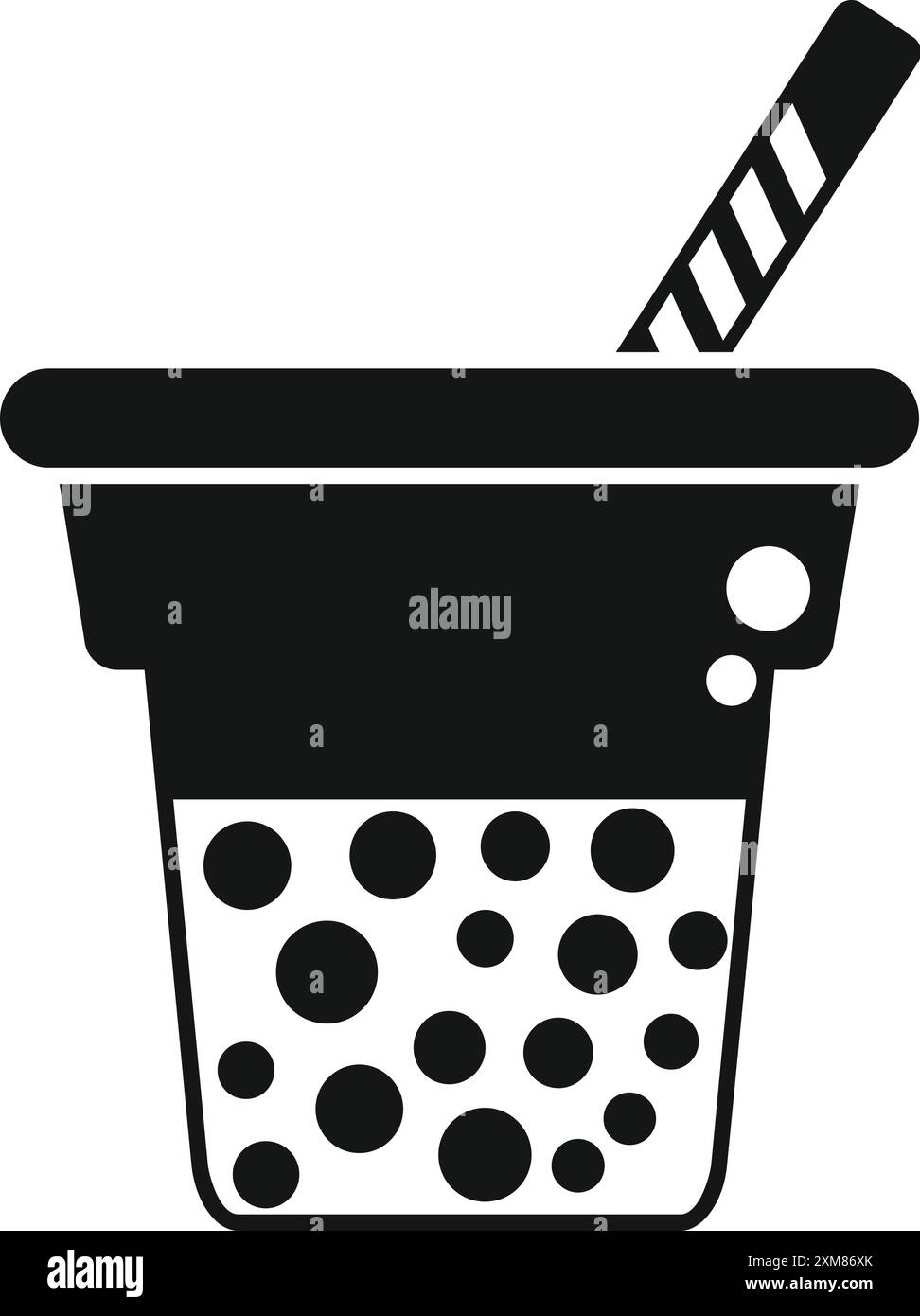 Black and white icon of a plastic cup containing boba tea, a popular ...