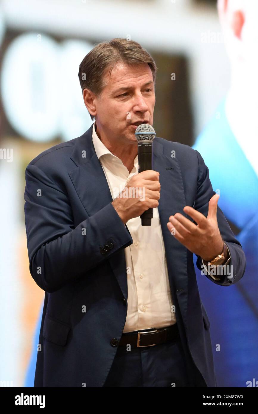 Giffoni Valle Piana, Italy. 26th July, 2024. Giuseppe Conte, President of the 5 Star Movement, attends the 54th Giffoni Film Festival 2024 on July 26, 2024 in Giffoni Valle Piana, Italy. Credit: Nicola Ianuale/Alamy Live News Stock Photo