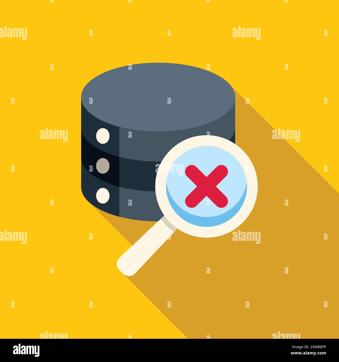 Magnifying glass is detecting error in database, concept of data loss ...